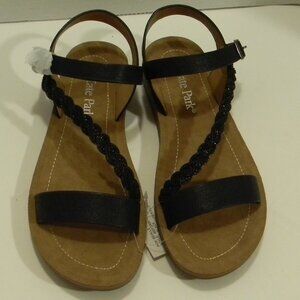 Kate Park Black Sandal Reform-79 Black Rhinestones Size 6 Adjustable Buckle NWOT